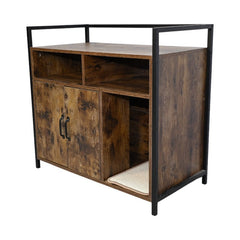 Rustic Brown Wooden Cat Litter Box Enclosure – Furniture