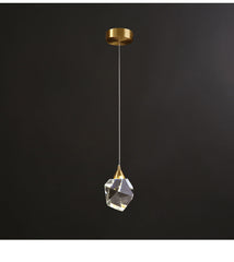 Copper Crystal Chandelier Modern Minimalist Three Head Luxury Ceiling Light