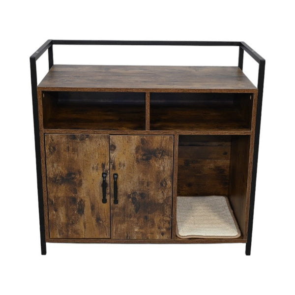 Rustic Brown Wooden Cat Litter Box Enclosure – Furniture