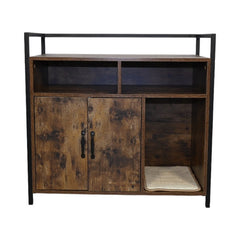 Rustic Brown Wooden Cat Litter Box Enclosure – Furniture
