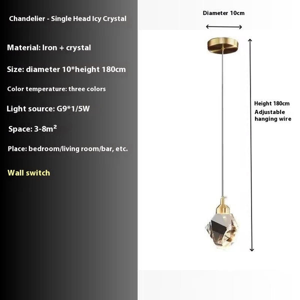 Copper Crystal Chandelier Modern Minimalist Three Head Luxury Ceiling Light