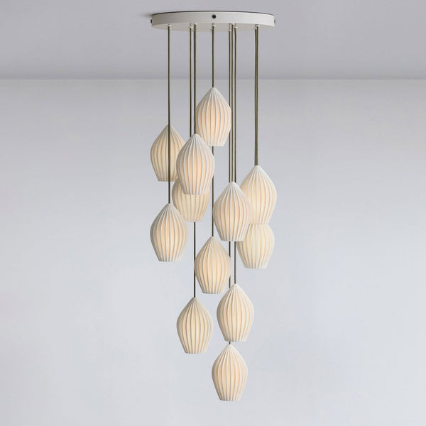 Ceramic Ribbed Pendant Light