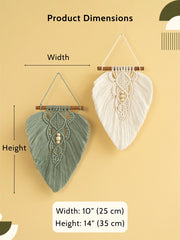 Rustic Green Natural Macrame Leaves