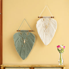 Rustic Green Natural Macrame Leaves