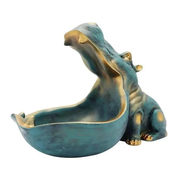 Hippo Storage Decor Statue Figurine Key Candy Container Home Accessory