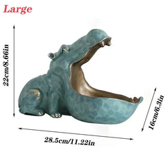 Hippo Storage Decor Statue Figurine Key Candy Container Home Accessory