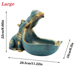 Hippo Storage Decor Statue Figurine Key Candy Container Home Accessory