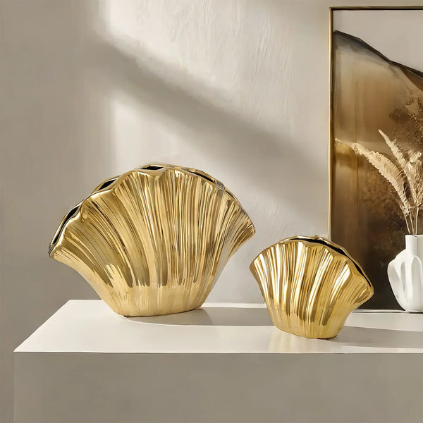 DecorBites™ Gradient Shell Ceramic Vase | Colorful Flowerpot Home Decor & Accessories