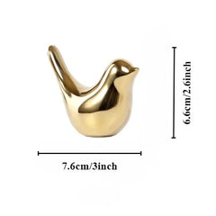 Golden Ceramic Bird Figurines Modern Luxury Home Decorative Ornaments