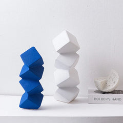 DecorBites™ Geometric Square Sculpture Stack Figurine Home Decoration Accessory