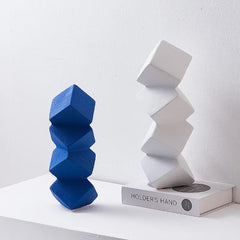 DecorBites™ Geometric Square Sculpture Stack Figurine Home Decoration Accessory