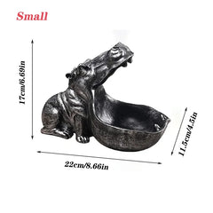Hippo Storage Decor Statue Figurine Key Candy Container Home Accessory