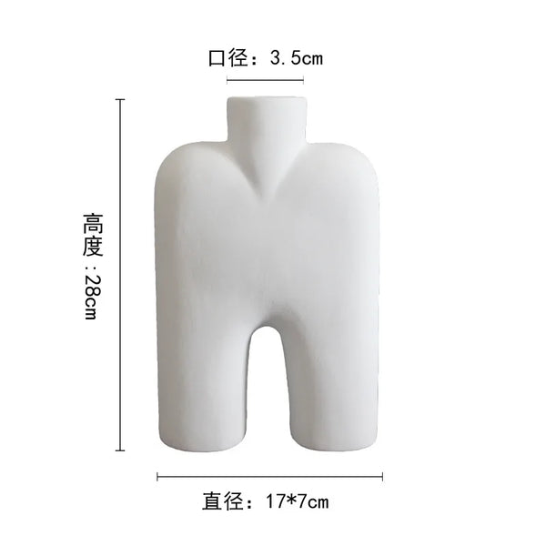 DecorBites™ Geometric Ceramic Vase | Irregular Ornaments | Room Decoration Accessories