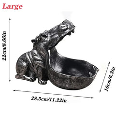 Hippo Storage Decor Statue Figurine Key Candy Container Home Accessory