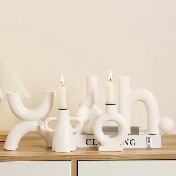 DecorBites™ Geometric Ceramic Candle Holder Ornaments - Home Decor Accessories