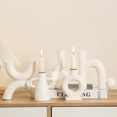 DecorBites™ Geometric Ceramic Candle Holder Ornaments - Home Decor Accessories