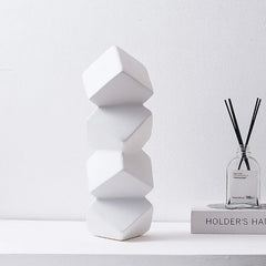 DecorBites™ Geometric Square Sculpture Stack Figurine Home Decoration Accessory