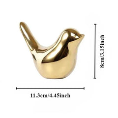 Golden Ceramic Bird Figurines Modern Luxury Home Decorative Ornaments