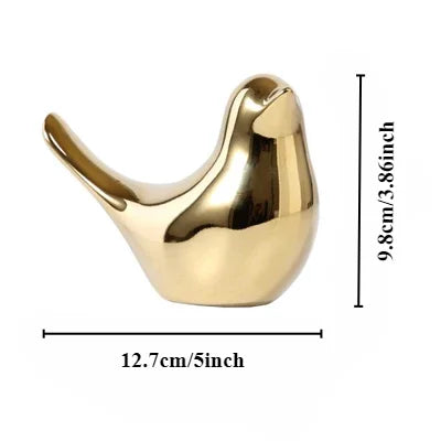 Golden Ceramic Bird Figurines Modern Luxury Home Decorative Ornaments