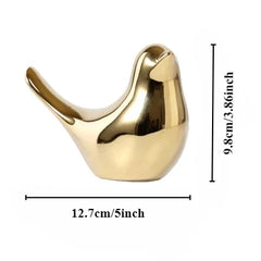 Golden Ceramic Bird Figurines Modern Luxury Home Decorative Ornaments