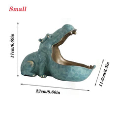 Hippo Storage Decor Statue Figurine Key Candy Container Home Accessory