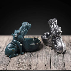 Hippo Storage Decor Statue Figurine Key Candy Container Home Accessory