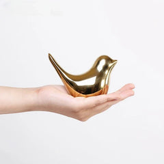 Golden Ceramic Bird Figurines Modern Luxury Home Decorative Ornaments