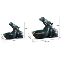 Hippo Storage Decor Statue Figurine Key Candy Container Home Accessory