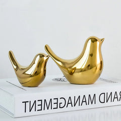 Golden Ceramic Bird Figurines Modern Luxury Home Decorative Ornaments