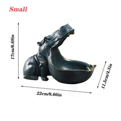 Hippo Storage Decor Statue Figurine Key Candy Container Home Accessory