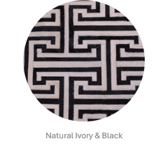 T MODEL – Maze-Inspired Cowhide Patch Rug