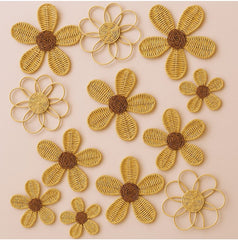Rattan Daisy Wall Decor Boho Nursery Flower Hanging Handmade Natural