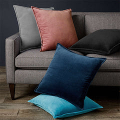 Dark Grey Velvet Throw Pillow Cover 20x20 With Insert Cushion