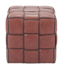 Zare Brown Faux Leather Ottoman