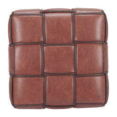 Zare Brown Faux Leather Ottoman