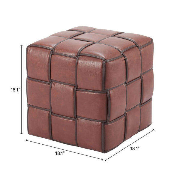 Zare Brown Faux Leather Ottoman
