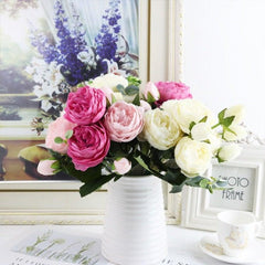 Artificial Rose Peony Silk Flower Bouquet Wedding Home Party Decor