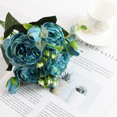 Artificial Rose Peony Silk Flower Bouquet Wedding Home Party Decor