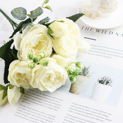 Artificial Rose Peony Silk Flower Bouquet Wedding Home Party Decor