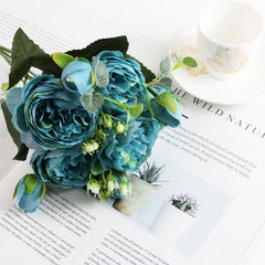 Artificial Rose Peony Silk Flower Bouquet Wedding Home Party Decor