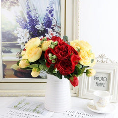 Artificial Rose Peony Silk Flower Bouquet Wedding Home Party Decor