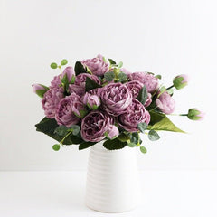 Artificial Rose Peony Silk Flower Bouquet Wedding Home Party Decor