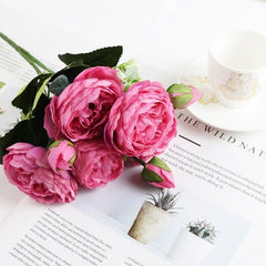 Artificial Rose Peony Silk Flower Bouquet Wedding Home Party Decor