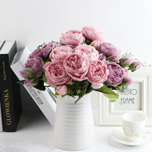 Artificial Rose Peony Silk Flower Bouquet Wedding Home Party Decor