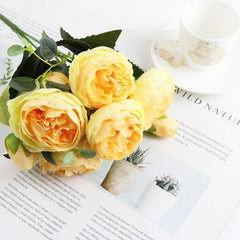 Artificial Rose Peony Silk Flower Bouquet Wedding Home Party Decor