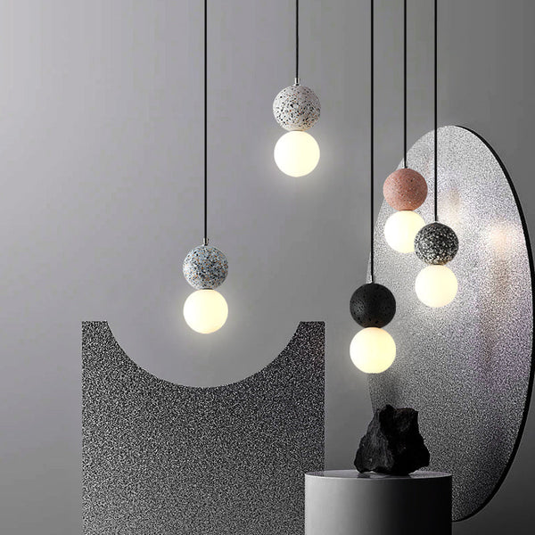 Ins Modern Cement Terrazzo Small Chandelier Restaurant Bar