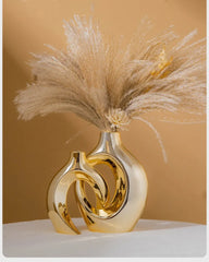 DecorBites™ Golden Flower Vase - Home Decor Accessory
