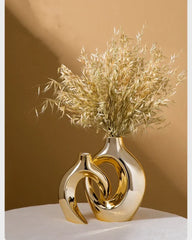 DecorBites™ Golden Flower Vase - Home Decor Accessory