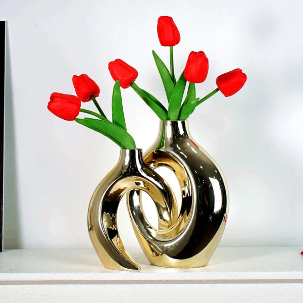 DecorBites™ Golden Flower Vase - Home Decor Accessory