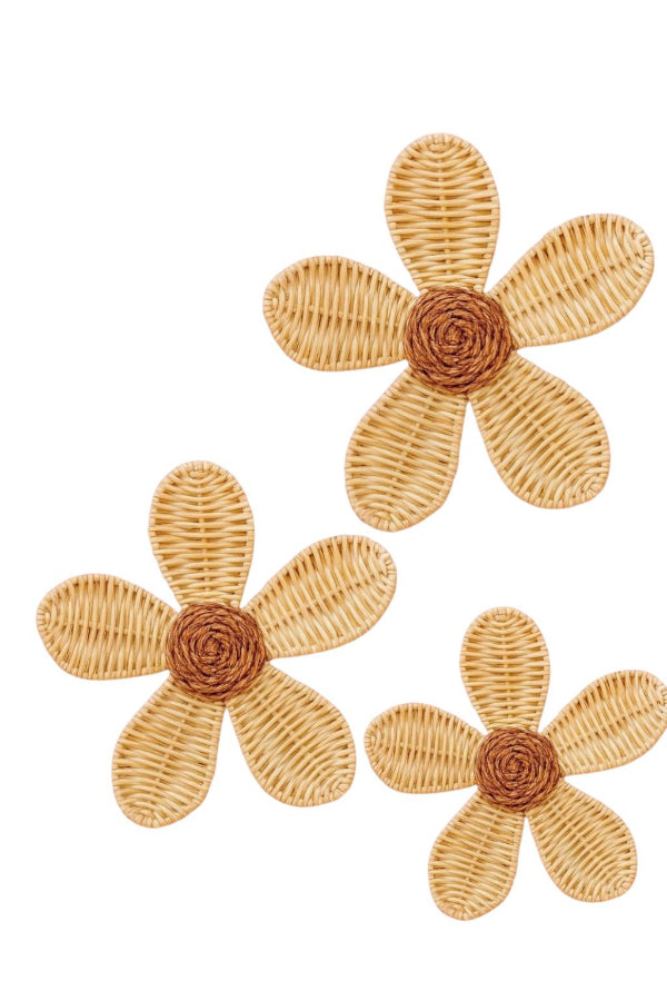 Rattan Daisy Wall Decor Boho Nursery Flower Hanging Handmade Natural